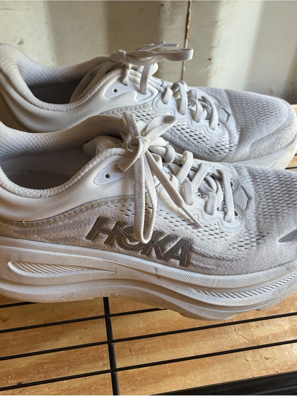 Hoka Women's White/Light Gray Athletic Running Shoes